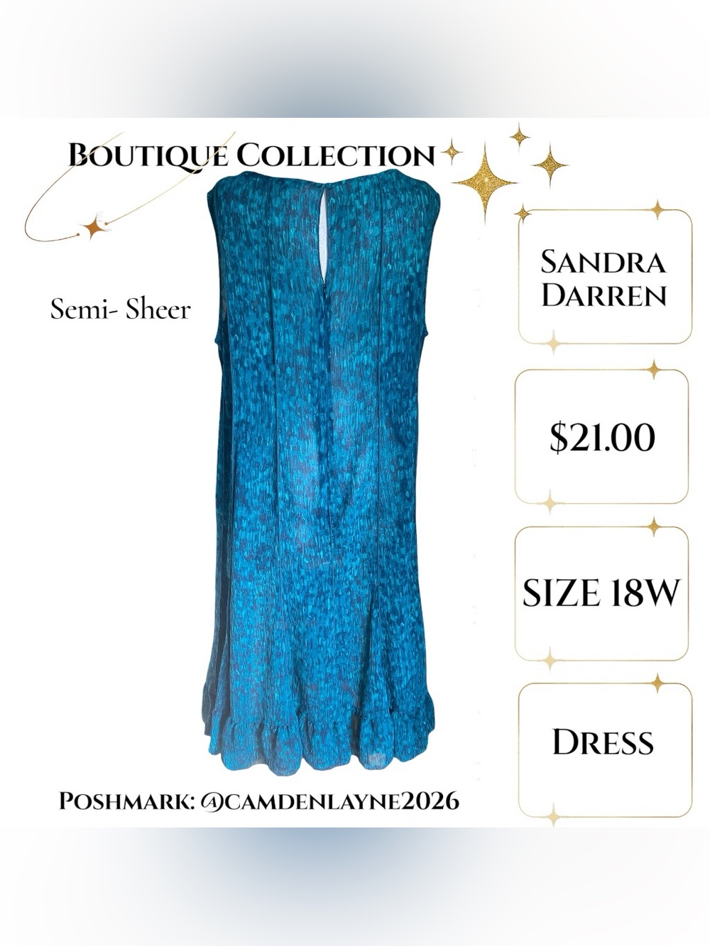 Sandra Darren Teal Blue Maxi Dress - Picture 5 of 6